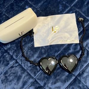 Linda Farrow x Jeremy Scott black heart beaded sunglasses. Hard to find